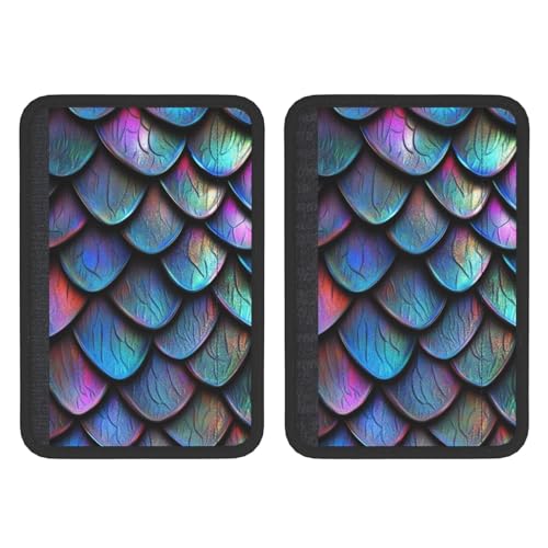 Seat Belt Cover Pads Iridescent Dragon Scales Car Seat Belt Covers for Women Men Adults Kids Soft Comfortable Auto Seatbelt Cushion Shoulder Strap Pad Handle Wraps, 1 Pair - color: Iridescent Dragon Scales