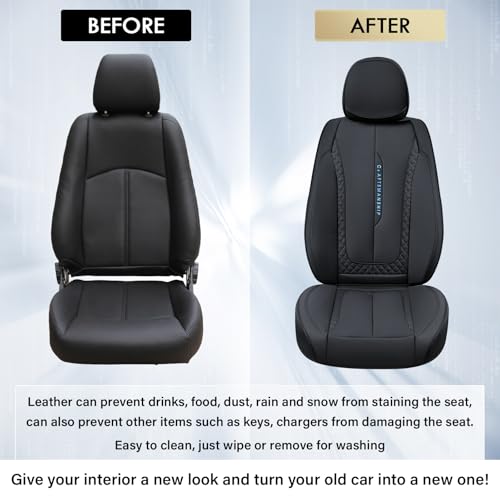 Coverado Car Seat Cover Front Seat, Black Seat Covers Front Seats, Nappa Leather Waterproof, Car Seat Cushion, Car Seat Protector Universal Fit Most Cars - color: Z-Black, size: Front