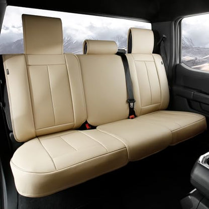 Coverland Custom Car Seat Covers Compatible with 2004-2008 Toyota Solara Convertible - Premium Leather Non-Slip Memory Foam Waterproof Seat Cover Custom fit Interior Protector [Rear-Beige]