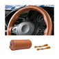 Genuine Leather Car Steering Wheel Cover, DIY Sewing Stitch on Wrap Auto Wheel Cover with Needle Thread, Breathable Anti-Slip Vehicle Steering Stitching Protector, Universal Fit (Brown) - color: Brown