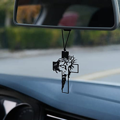 Rear View Mirror Accessories - Car Hanging Accessories - Car Pendant, Charm Ornaments - Swinging Ornaments, Cross Hanger - Black Jesus Christ Crucifix Cross - style: Jesus Christ Crucifix Cross