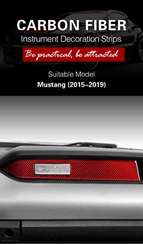 GZXinWei Red Car Interior Decoration Carbon Fiber Strips Instrument Panel Trim Cover Sticker Accessories for Ford Mustang 2015 2016 2017 2018 2019 2020 2021 2022 2023