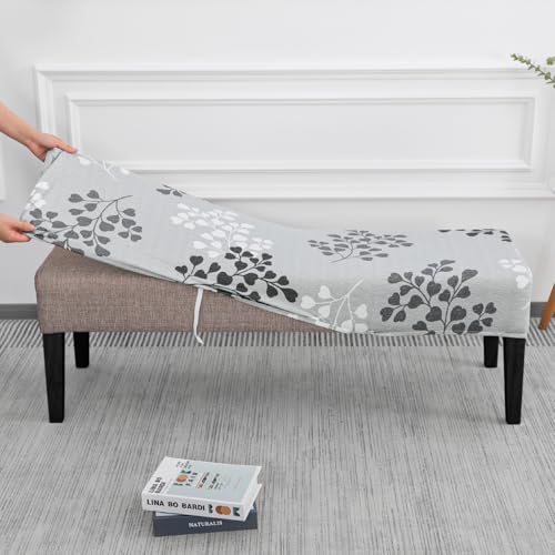 SPRINGRICO Stretch Dining Bench Cover, Removable Bench Slipcover Washable Bench Seat Protector Rectangle Bench Cover for Dining Room, Living Room, Bedroom, Kitchen (Byron Palm) - color: Byron Palm