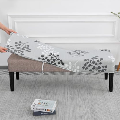 SPRINGRICO Stretch Dining Bench Cover, Removable Bench Slipcover Washable Bench Seat Protector Rectangle Bench Cover for Dining Room, Living Room, Bedroom, Kitchen (Byron Palm) - color: Byron Palm