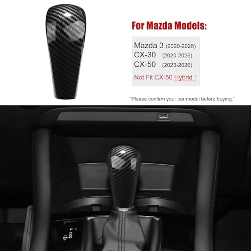 Compatible with Mazda 3 CX-30 CX-50 Accessories Sporty Car Gears Gear Panel Gear Shift Knob Cover Trim Cap Interior Decoration Sticker -Carbon Fiber Style