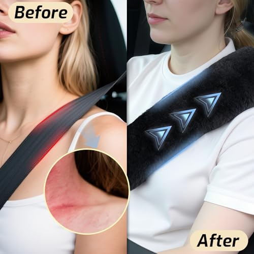 Aegis Cover Sheepskin Seat Belt Cover, Premium Australian Merino Wool Padding, Ultra-Soft & Durability, 0.5" Thick Seat Belt Pads, Universal Fit for Car, Truck, SUV 2Pack (Steel)