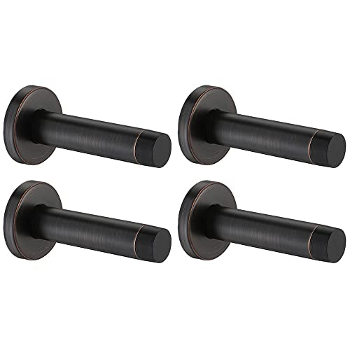 JQK Door Stopper Oil Rubbed Bronze, 304 Stainless Steel Thicken 1mm Sound Dampening Door Stop Bumper Wall Protetor 4 Pack, ORB, DSB5-ORB-P4 - color: Oil Rubbed Bronze, size: 4 Pack
