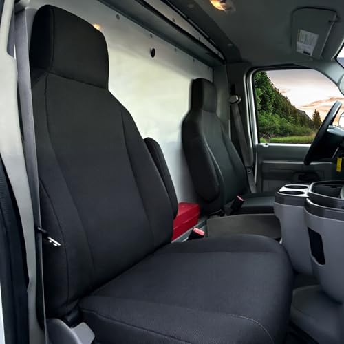 600D Waterproof Heavy Duty Oxford Fabric Front Seat Covers for Ford E150 E250 E350 2009-2023 High Back Bucket Seats, Scratch Resistant, Tear Proof, Anti-Scuff, Wear-Resistant Protection-Black - color: Black-Waterproof Oxford Fabric, size: for Ford E150-E3