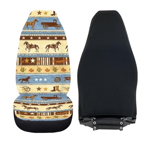 Car Seat Covers 2 Pcs Front Seats Only Interior Covers Fashion Auto Interior for Car Sedan Auto Truck SUV Easy to Install（Aztec Cowboy Print 83） - color: Aztec Cowboy Print 83