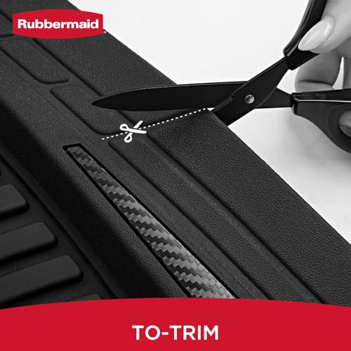 Rubbermaid Car Floor Mats Full Set – Premium All-Weather Car Mat with Brushed Aluminum Inserts, Universal Trim-to-Fit Design, Anti-Slip Backing for Cars, SUVs, Trucks, and Vans - color: Black