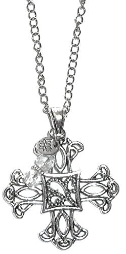 Rear View Mirror Car Charm Ornament, Sun Catcher, Hanging Pendant, Stainless Steel Chain. Comes in a Gift Bag (Cross) - size: Cross