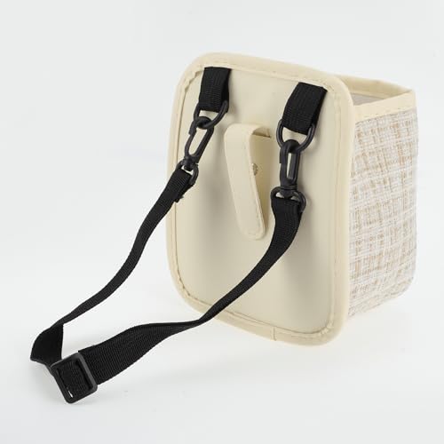 Car Trash Can Portable and Hanging 6.3" Length 3.9" Width 7.1" Height Trash Bin Fabric Beige 1 Pcs - color: Beige