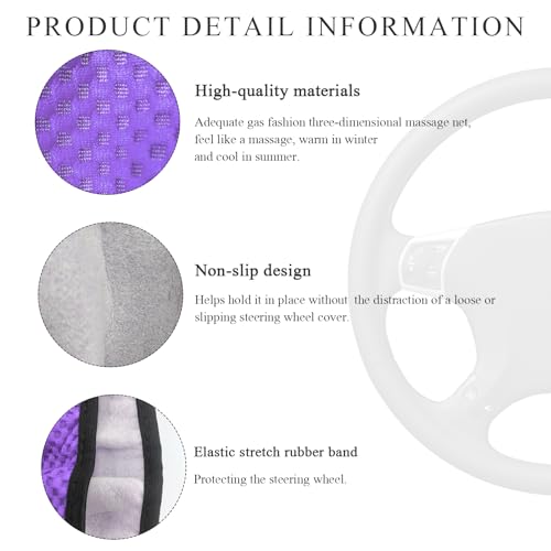 Yourkar Elastic Steering Wheel Cover, 15"×15" Comfy Breathable Stretch Steering Wheel Protector, Ice-Silk Cloth Polyester Steering Wheel Cover for Men Women, Car Accessories (Purple) - color: Purple