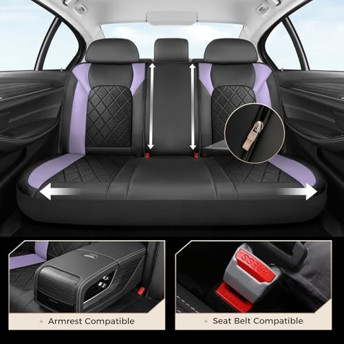 Coverado Car Seat Covers, Seat Covers Full Set, 5 Seats Automotive Seat Cover, Mesh Breathable Seat Protectors, Universal Fit for Most Cars - color: Black_Purple, size: FullSet