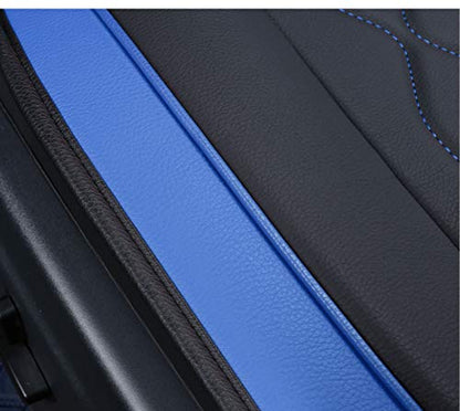 Huidasource Grand Cherokee Seat Covers, Waterproof Leather Customized Car Seat Cushion Covers, Full Set Seat Protector Compatible with Grand Cherokee 2011-2022, (5 Pcs Full Set/Black&Blue) - color: Full Set/Blue, size: Old Version