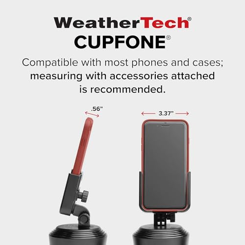 WeatherTech CupFone, Universal Cup Holder Phone Mount for Cars – Adjustable & Secure Fit with Open Access for Charging – Compatible with iPhone, Android - Black