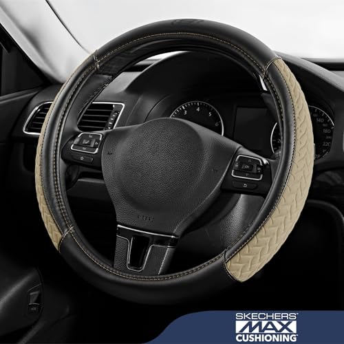 Skechers Steering Wheel Cover,Max Cushioning Leather Steering Wheel Cover Universal Fit 14" 1/2-15" Car Wheel Protector for Men Women Fit Suvs,Vans,Sedans,Car,Trucks,Beige - color: Beige