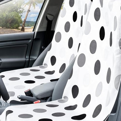 Hahafelt 2 Pack Car Seat Towel Covers with Storage Bag, 63 x 32 Inch Universal Non Slip Waterproof Sweat Protector for Car Truck, Gym Swimming Running, Machine Washable (Black and Gray Dots) - style: Black and Gray Dots