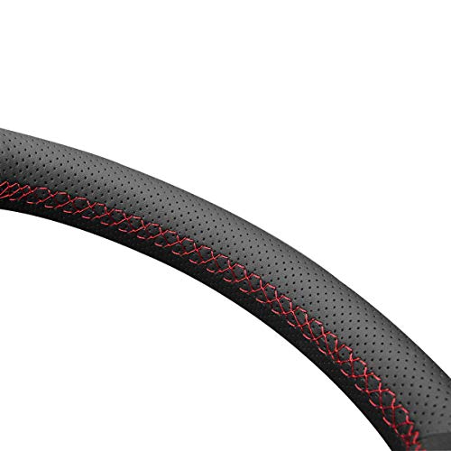 MEWANT Hand Sewing Breathable Car Steering Wheel Cover for Subaru WRX 2015-2021 / WRX STI 2015-2021 Steering Wheels Accessories for Subaru WRX (STI) - color: style-03:PU leather + suede + red thread