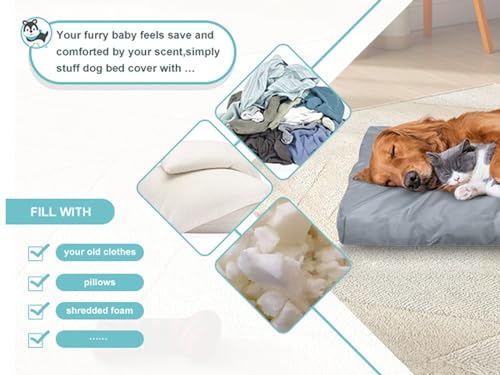 Explore Land Scratch Resistance Dog Bed Cover Canvas Washable Dog Crate Pad Replacement Cover, 40Lx27Wx4H inch, Charcoal - color: Deep Gray, size: 40”Lx27”Wx4”H