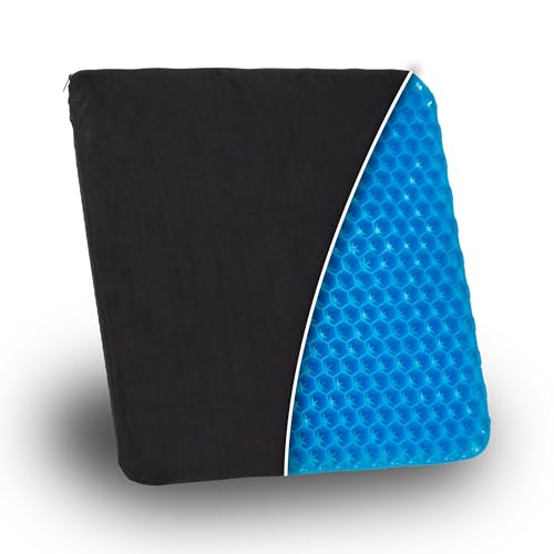 Mind Reader Seat Cushion with Gel Core, Ergonomic Pressure Relief for Tailbone, Hip, Coccyx & Sciatica Pain, Office, Car, Wheelchair, Black
