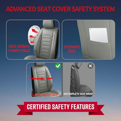 Fit Caliber Car Seat Covers (Only Front 2 Seats) Compatible with Dodge Caliber 2008 2009 2010 2011-Full Coverage Breathable Leather, Airbag Compatible, Waterproof & All-Weather, Grey - color: Front Pair F1 grey, size: Dodge-Caliber-2008-2011