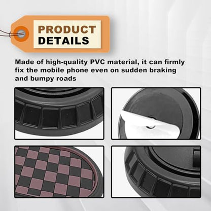 Universal Multifunction Anti-Slip Car Dashboard Mat, Rotatable Car Phone Holder Dashboard Pad with Temporary Parking Number, and Large Pad for Phones Sunglasses (Black+Brown)