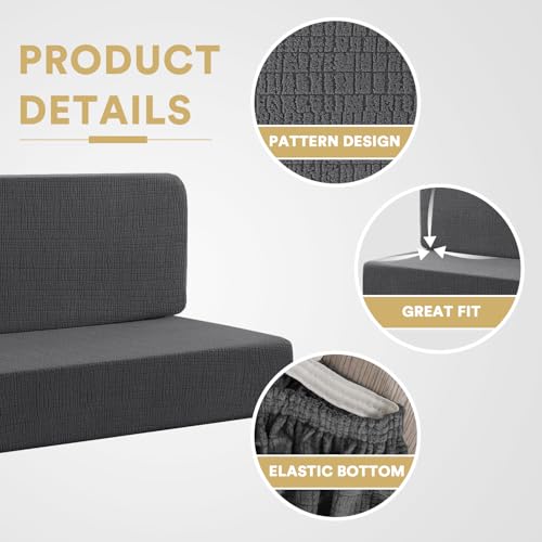 H.VERSAILTEX 100% Waterproof RV Dinette Cushion Covers Stretch Camper Seat Covers Replacement Cushion Covers Washable Seat Covers Jacquard Crizzle Pattern (1 Backrest & 1 Bench Cover, Grey) - color: Grey, size: 1 Set