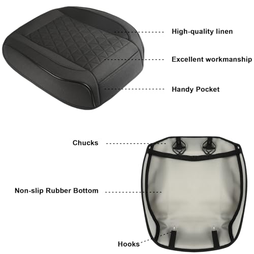 Linen Front Car Seat Cover Protector Anti-Slip Bottom Seat Cover Fits 95% of Vehicles,Wrapping Around The Bottom,Triangular Pattern(Black-1Pcs) - color: Triangular Pattern-Black, size: 1 Piece Linen