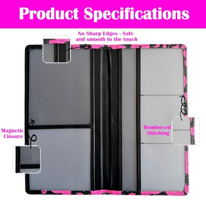Car Registration and Insurance Holder with Magnetic Closure, Universal Document Organizer for License, Insurance Cards & Glove Box Storage (Leopard-Glitter Hot Pink) - color: Leopard-Glitter Hot Pink