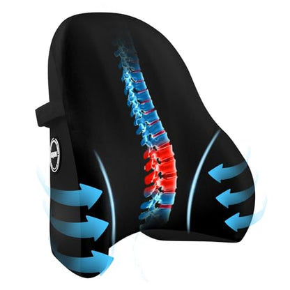 LIQUN Memory Foam Seat Waist Pillow, for Office Chair, Car, Game Chair Lower Back Pain Relief and Improve Posture Lumbar Support Pillow, (Black)