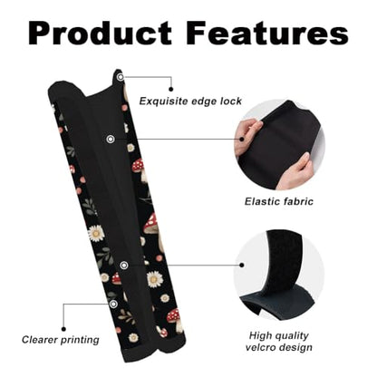 2Pcs Soft Auto Seat Belt Cover Pad Mushroom Daisy Flower Plant Print Colorful Car Seatbelt Shoulder Cushion for Comfortable Driving, Compatible with All Cars' Seatbelt and Backpack Straps - color: Mushrooms