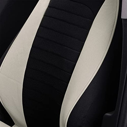 Car Front Seat Covers, Bucket One-Piece Auto Front Seat Protectors, 2PCS Premium Breathable Vehicle Seat Cushions Airbag Compatible, Car Accessories Universal for SUVs, Trucks, Car (Beige) - color: Beige