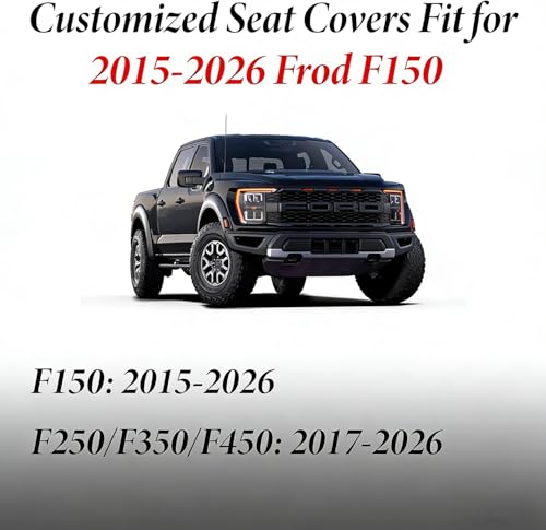 Coverado Front Seat Covers for Ford F150, Leather Auto Seat Cover Fit 2015-2026 F150, 2017-2026 F250 F350 F450 (Black)