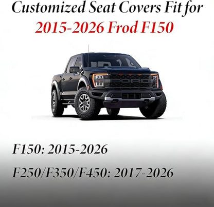 Coverado Front Seat Covers for Ford F150, Leather Auto Seat Cover Fit 2015-2026 F150, 2017-2026 F250 F350 F450 (Black)