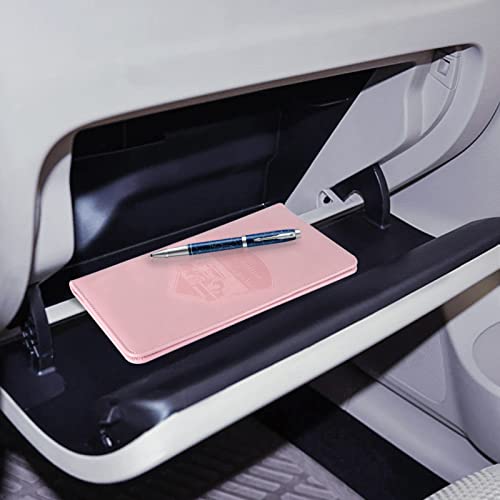 CoBak Car Registration and Insurance Holder - Vehicle Glove Box Car Organizer, Auto Truck Comparment Accessories Case with Magnetic Closure for Essential Document, Driver License, Cards - color: A-Pink
