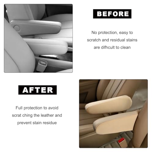 KVAEY 2 PCS Car Front Seat Armrest Covers, Elastic Fabric Stretch Car Seat Armrest Protectors, Soft Front Seat Armrest Cover Replacement, Universal Vehicle Accessories for Cars (Beige) - color: Beige