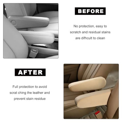 KVAEY 2 PCS Car Front Seat Armrest Covers, Elastic Fabric Stretch Car Seat Armrest Protectors, Soft Front Seat Armrest Cover Replacement, Universal Vehicle Accessories for Cars (Beige) - color: Beige