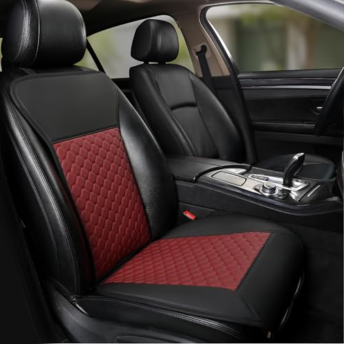Black Panther Car Seat Cover, Luxury Car Protector, Anti-Slip Driver Seat Cover with Partial Backrest Coverage (Middle Part Only), Honeycomb Pattern Embroidery (1Piece, Black+Burgundy) - color: Honeycomb Pattern - 1Piece Black+Burgundy