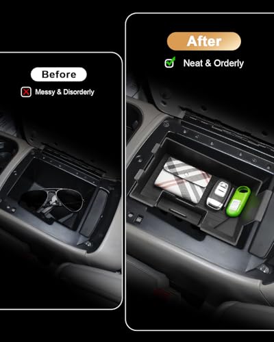 ECOZEN Center Console Organizer For 2003-2006 Silverado/Sierra 1500/2500HD/3500HD & 2007 Silverado/Sierra Classic & 2002-2006 Chevy Avalanche Accessories - Full Console w/Bucket Seats Only - size: 2003-2007 Silverado/Sierra