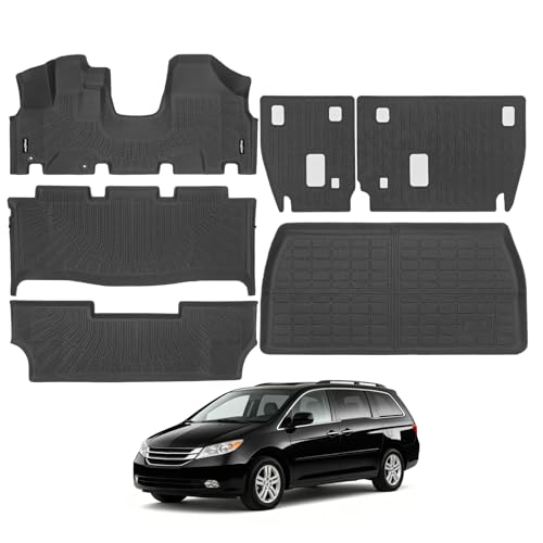 Floor Mats for Honda Odyssey 2005-2010, Trunk Mat and Backrest Mat All Weather TPE Protector for Honda Odyssey Accessories - size: 12)Odyssey|2005-2010