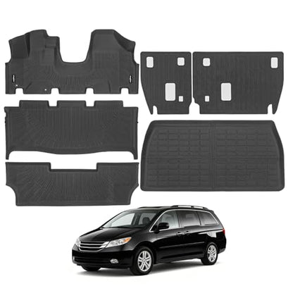 Floor Mats for Honda Odyssey 2005-2010, Trunk Mat and Backrest Mat All Weather TPE Protector for Honda Odyssey Accessories - size: 12)Odyssey|2005-2010