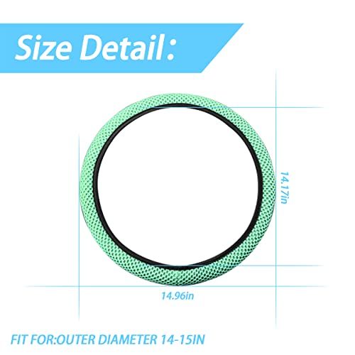 Moly Magnolia Elastic Stretch Steering Wheel Cover, Universal 15 Inch Auto Steering Wheel Cover, Microfiber Breathable Ice Silk, Anti-Slip, Odorless,Warm in Winter and Cool in Summer (Green) - color: Green