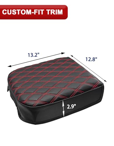KBH Center Console Armrest Cover for Ford F250 F350 F450 F550 2023 2024 2025 2026, Bucket Seat Console, Super Duty Accessories, Arm Rest Lid Cushion Covering, Anti-Scratch, Black-Red Stitch - size: Bucket Seat, 23-26 F250-F550, Red Stitch