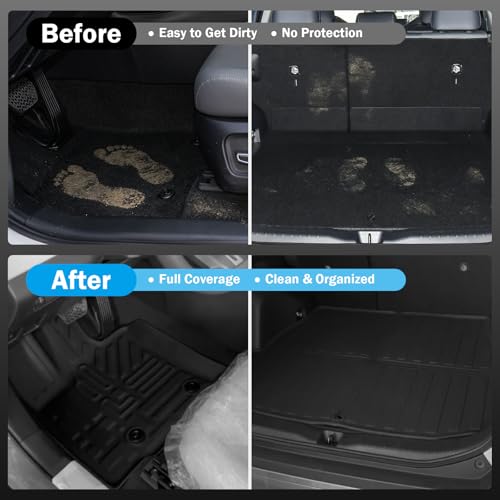 All Weather Floor Mats & Cargo Liner Set for Toyota RAV4 Hybrid 2026(Not for Limited with Subwoofer), TPE Custom Fit Floor Liners with Cargo Mat & Backrest Cover, Full Coverage Interior Protection - size: for rav4 2026+