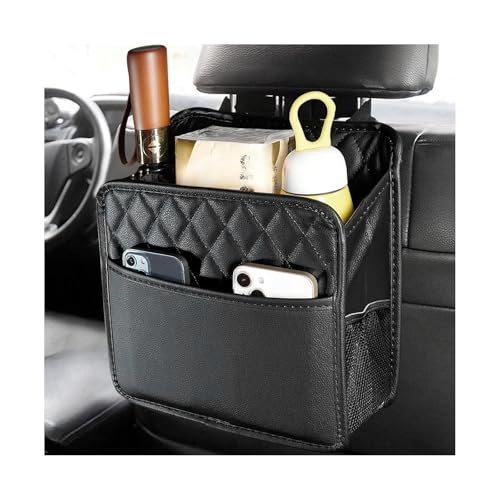 Car Back Seat Organizer, Foldable Leather Backseat Hanging Storage Bag with Adjustable Strap, Multifunction Seat Back Organizer Large Capacity Storage Bag with Mesh Pocket - color: 1 pc