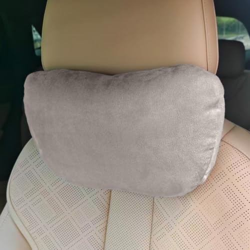 Car Headrest Pillow, Soft Breathable Suede Car Seat Neck Support Pillow for Comfortable Driving, Ergonomic Design Vehicle Head Protection Cushion for Most Cars(Gray) - color: Gray