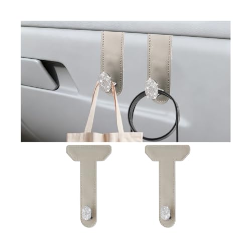 Zpana 2PCS Bling Car Co-Pilot Glovebox Hook, Crystal Rhinestone Vehicle Passenger Seat Hanger for Purse Handbag Umbrella, Automotive Glove Box Storage Organizer, Universal for Truck SUV Van (Beige) - color: Beige