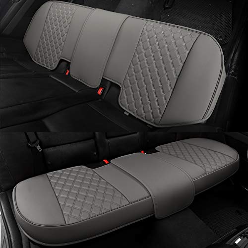 Black Panther Luxury PU Leather Rear Car Seat Cover, Compatible with Most Vehicles, Adjustable Length 49-55'', Diamond Pattern Embroidery (Gray) - color: Rear Gray
