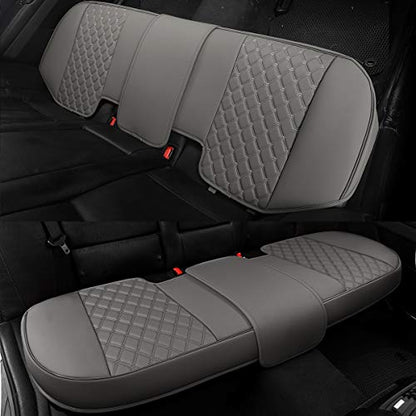 Black Panther Luxury PU Leather Rear Car Seat Cover, Compatible with Most Vehicles, Adjustable Length 49-55'', Diamond Pattern Embroidery (Gray) - color: Rear Gray